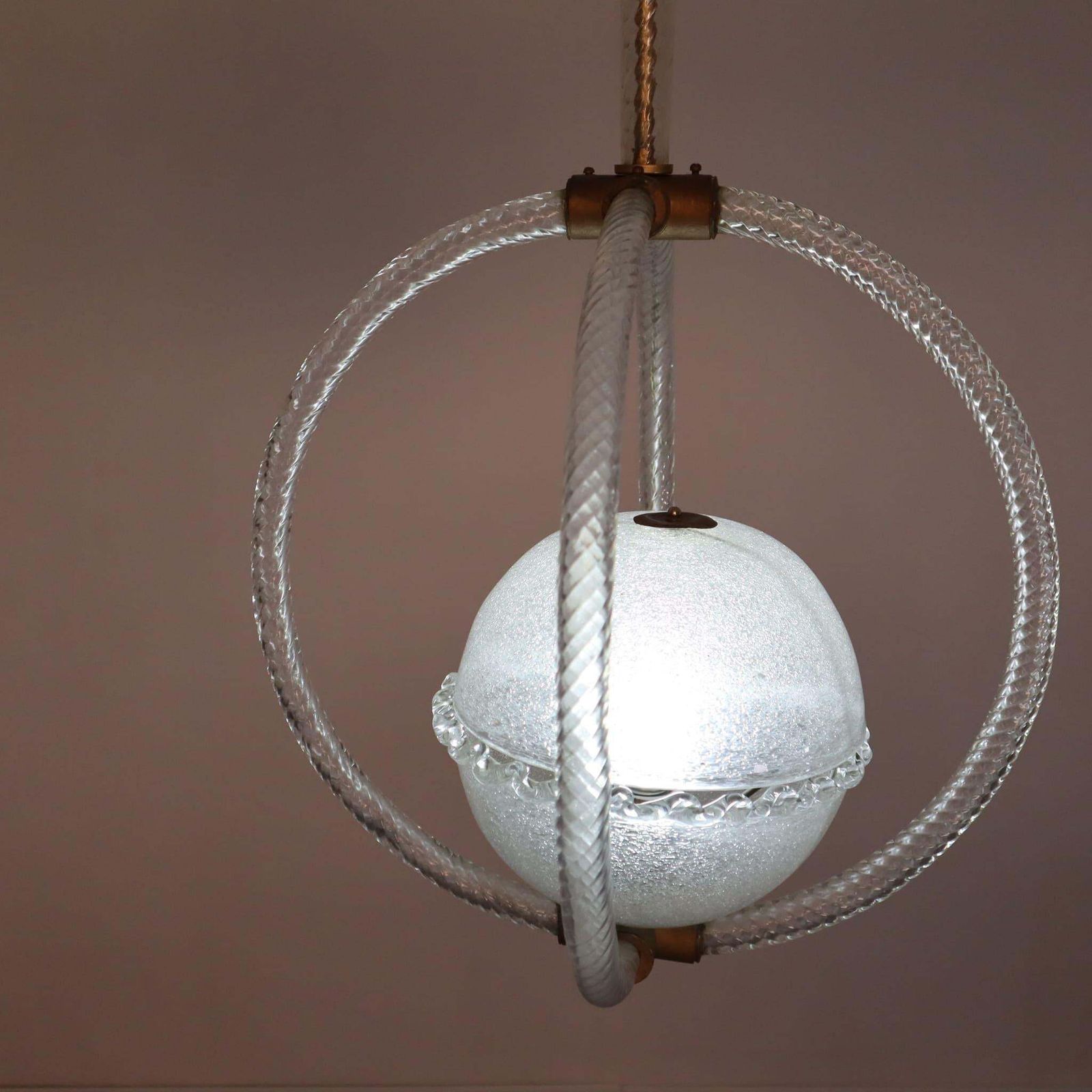 Lighting Art Deco Murano Glass Chandelier Barovier Toso Style, Italy, 1940s photo