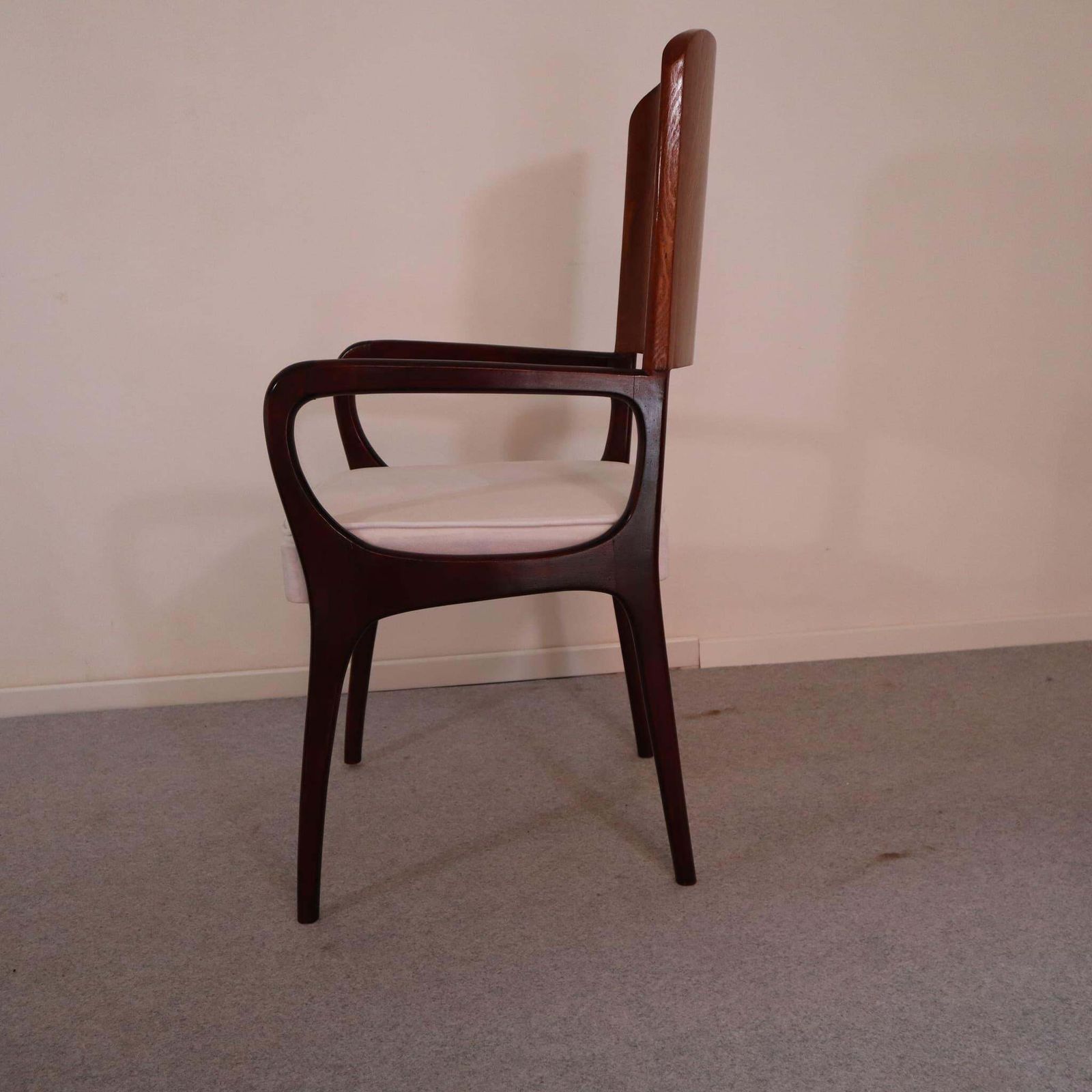 Mid Century Modern Italian Maple And White Velvet Chair, 1950s photo buy