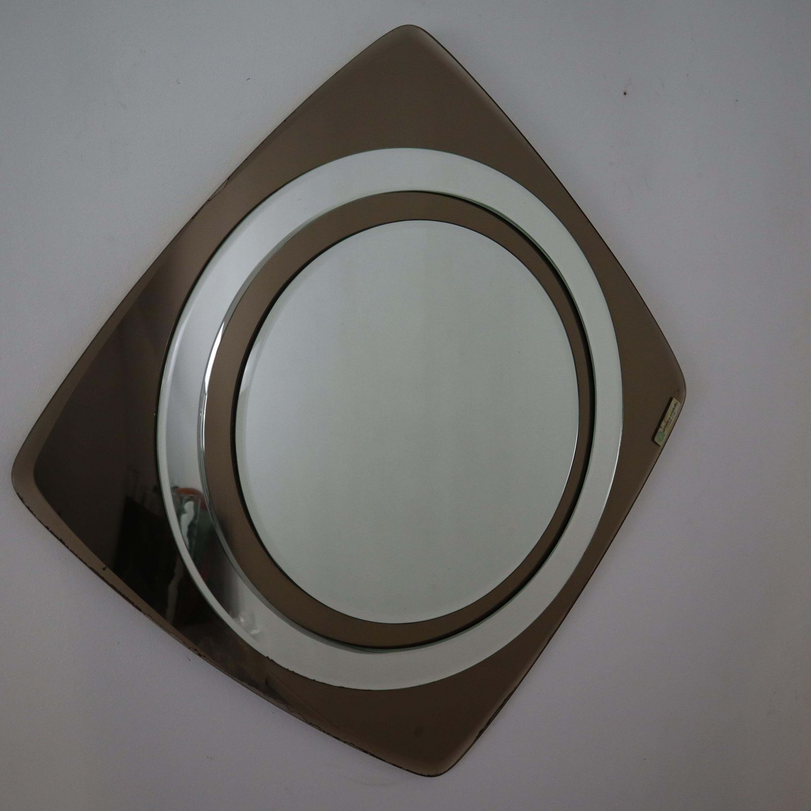 Mid Century Modern Glass Geometric Mirror By Artistica Cristallo, Italy, 1970s photo furniture