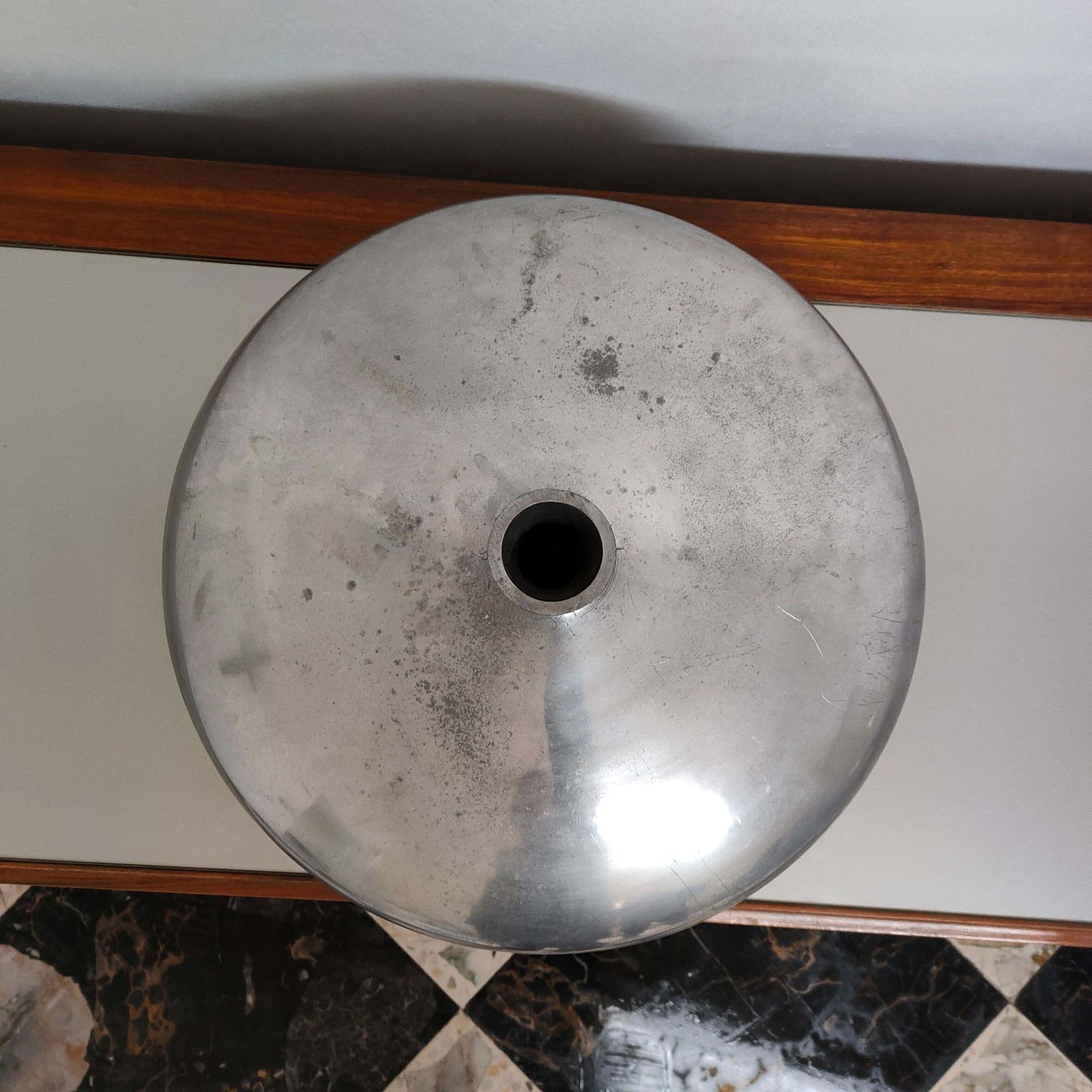 Mid Century Modern Round Cast Aluminum Vase, Italy, 1970s photo buy