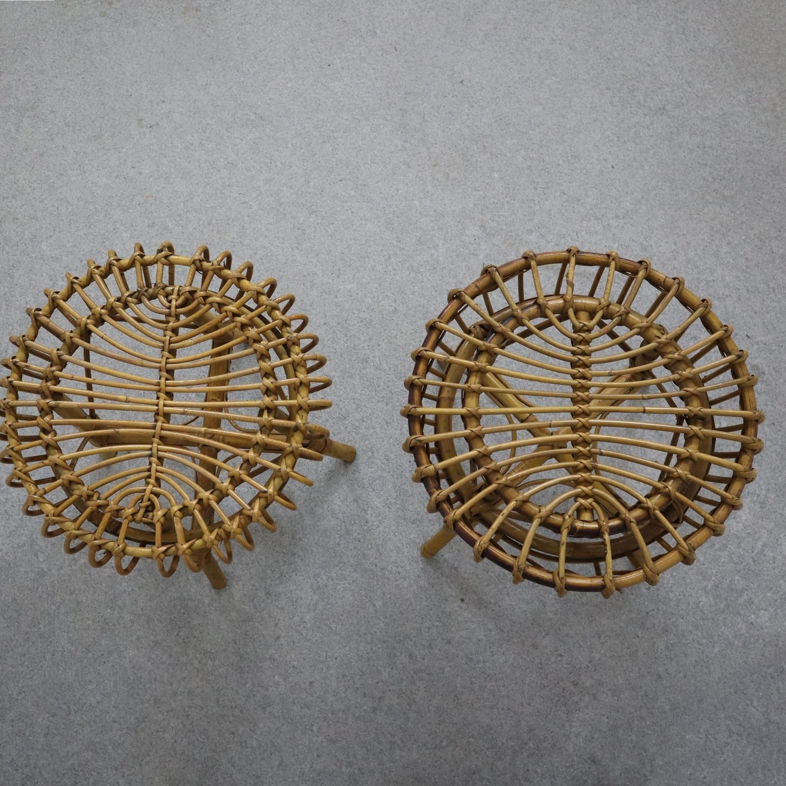 Mid Century Modern Rattan And Bamboo Ottoman Stool Franco Albini, Italy, 1960s photo 1353.0