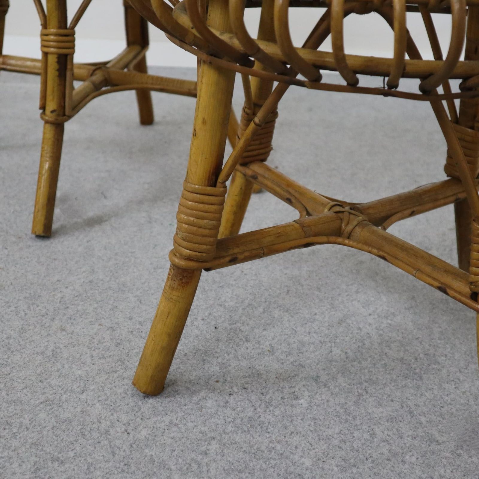 photo furniture Mid Century Modern Rattan And Bamboo Ottoman Stool Franco Albini, Italy, 1960s