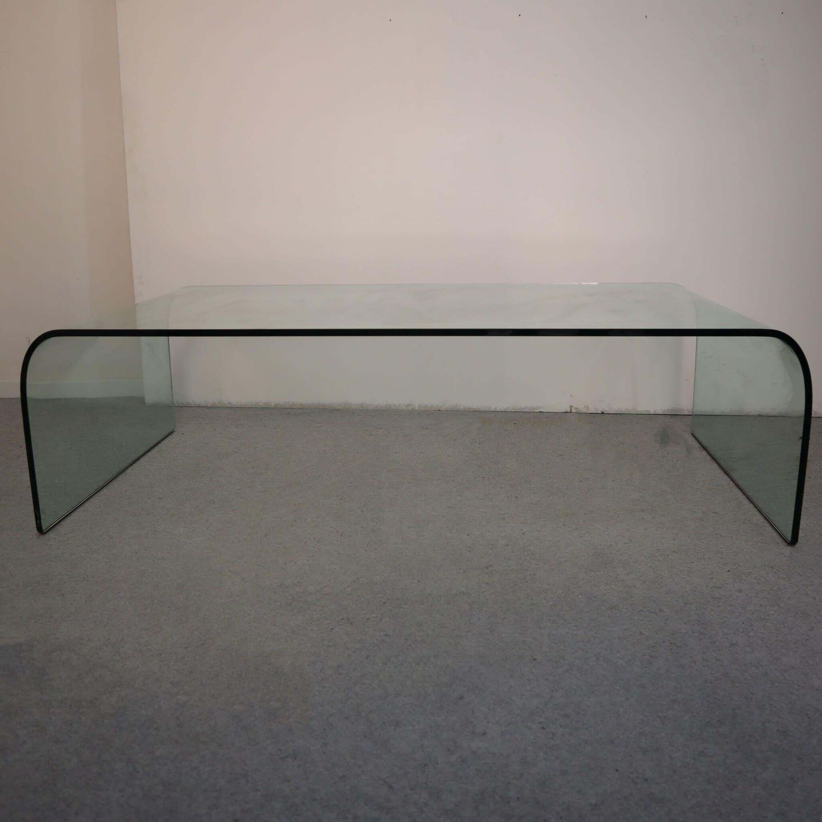 Mid Century Modern Glass Curved Table By Angelo Cortesi For Fiam, Italy, 1970s photo furniture