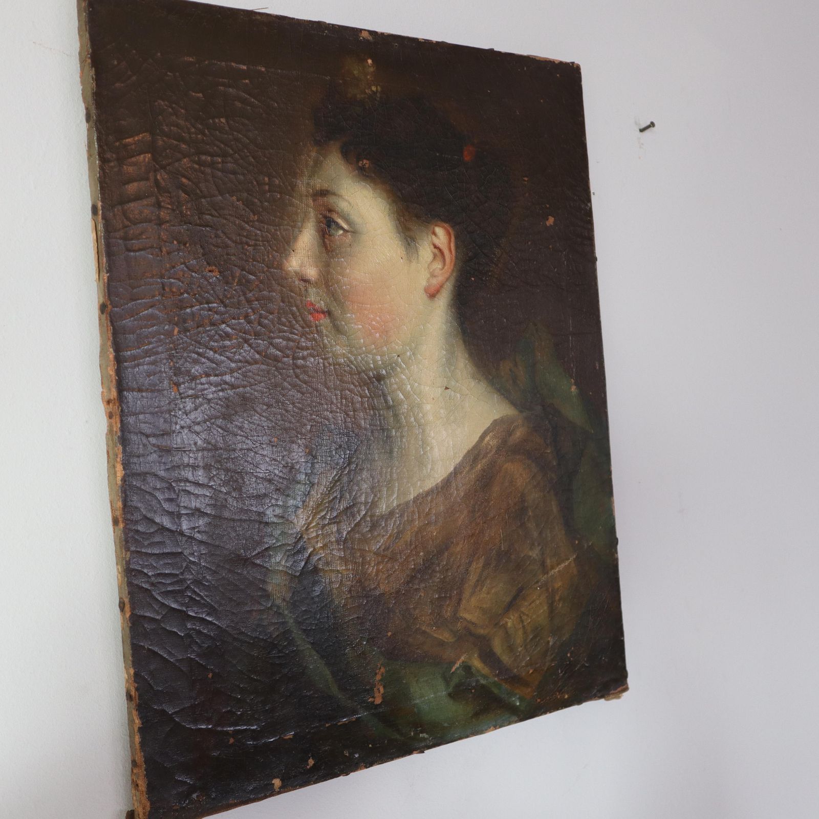 18th Century French Noblewoman Portrait, Oil On Canvas photo for sale