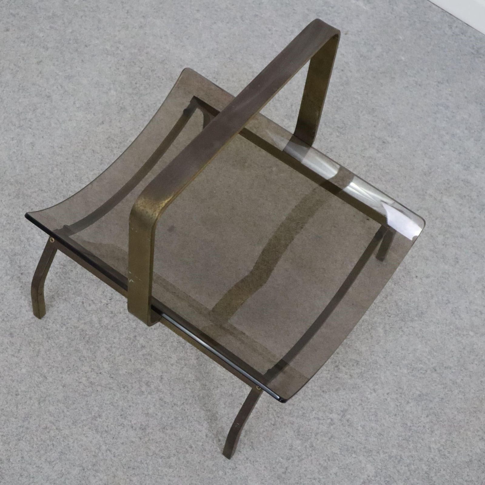 Italian Mid Century Modern Brass Magazine Rack Holder Fontana Arte, 1960s photo buy