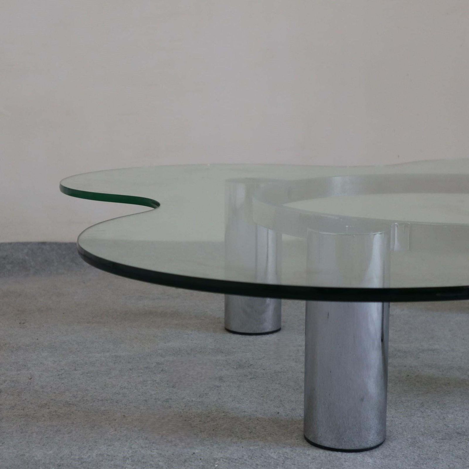 Mid Century Modern Steel Glass Coffee Table By Lorenzo Burchiellaro, Italy 1970s photo buy