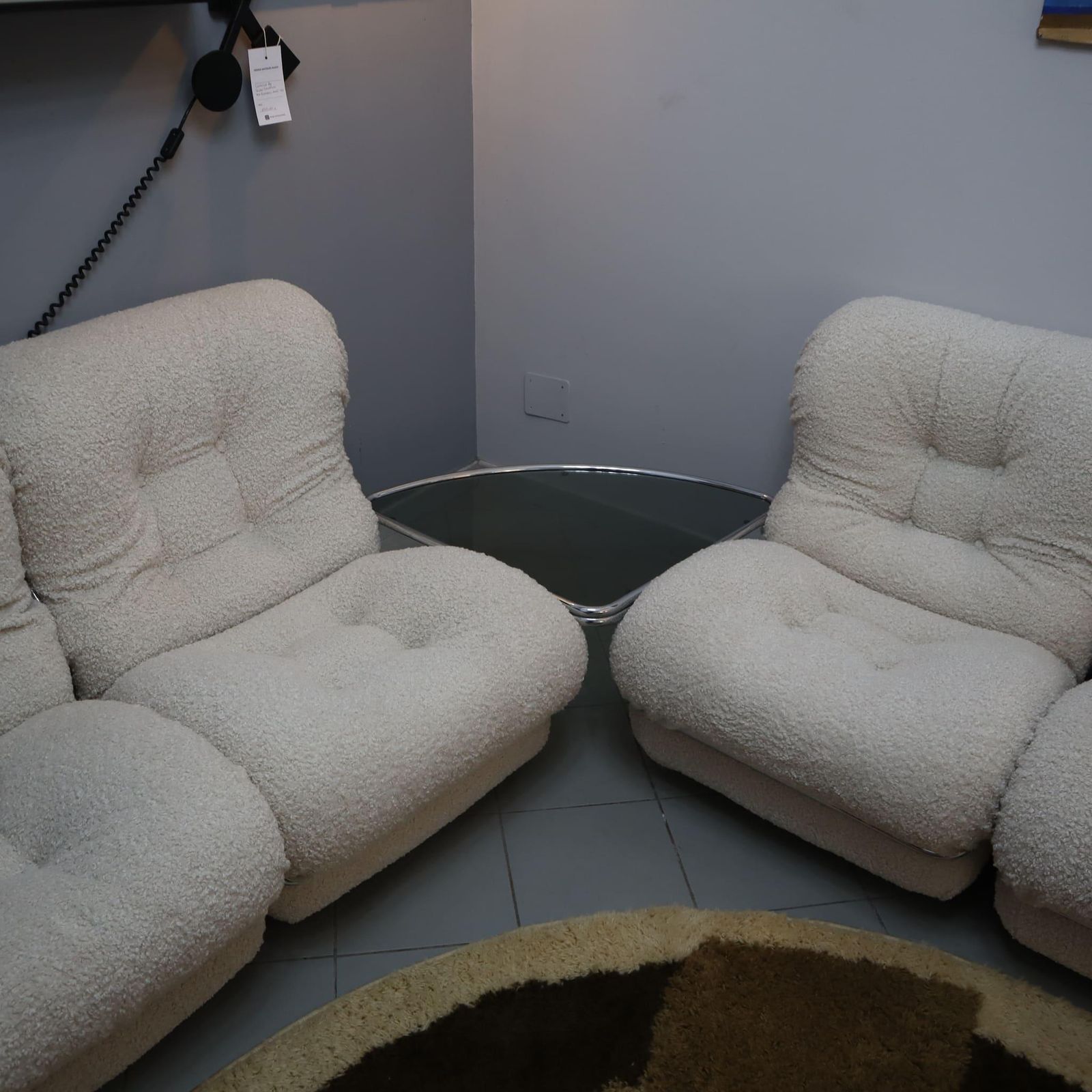 Mid Century Modern White Boucle Lounge Chair 'Corolla' By I.P.E. Italy, 1970s photo furniture