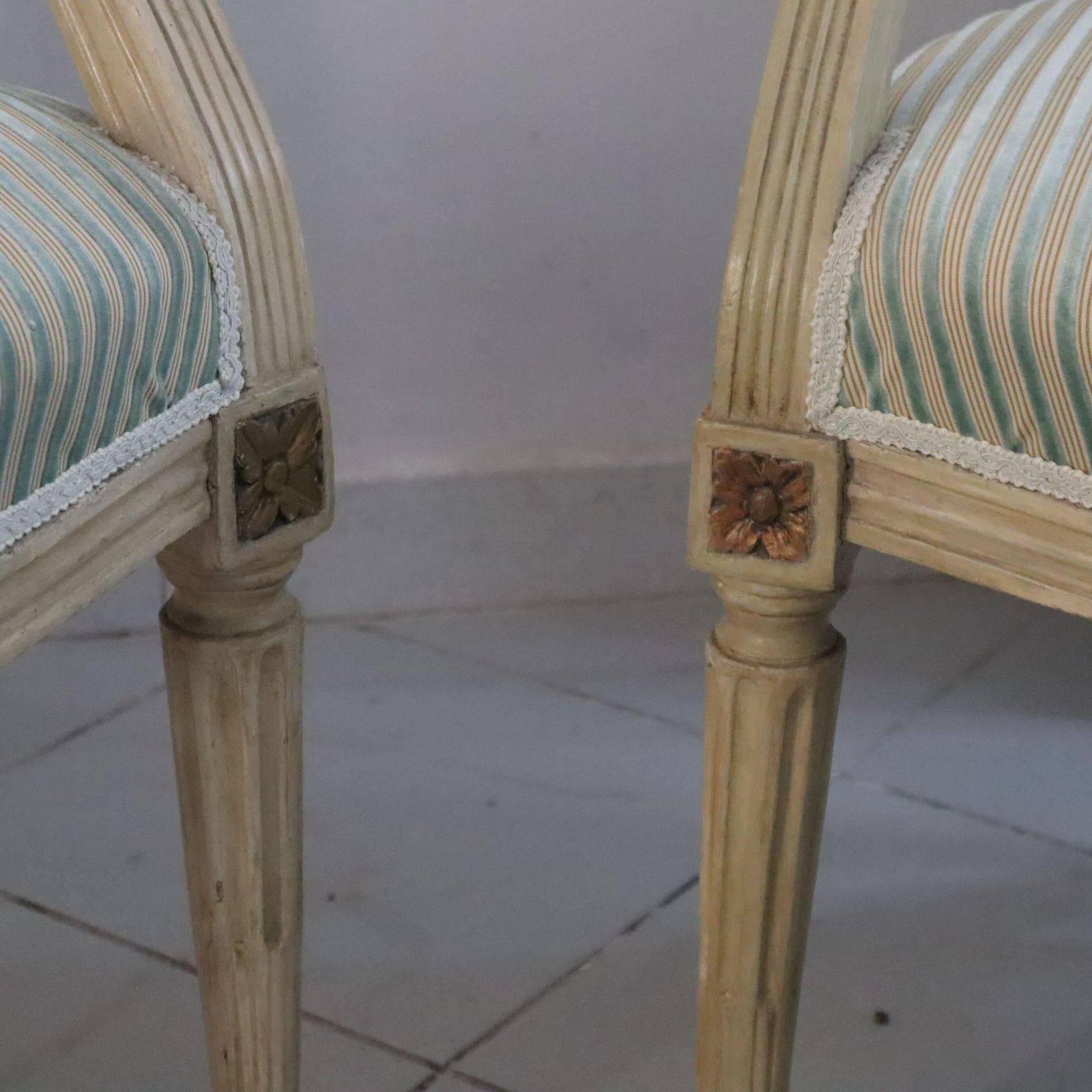Pair Of 19th Century French Louis XVI Armchairs Dining Wood And Gold Leaf photo buy