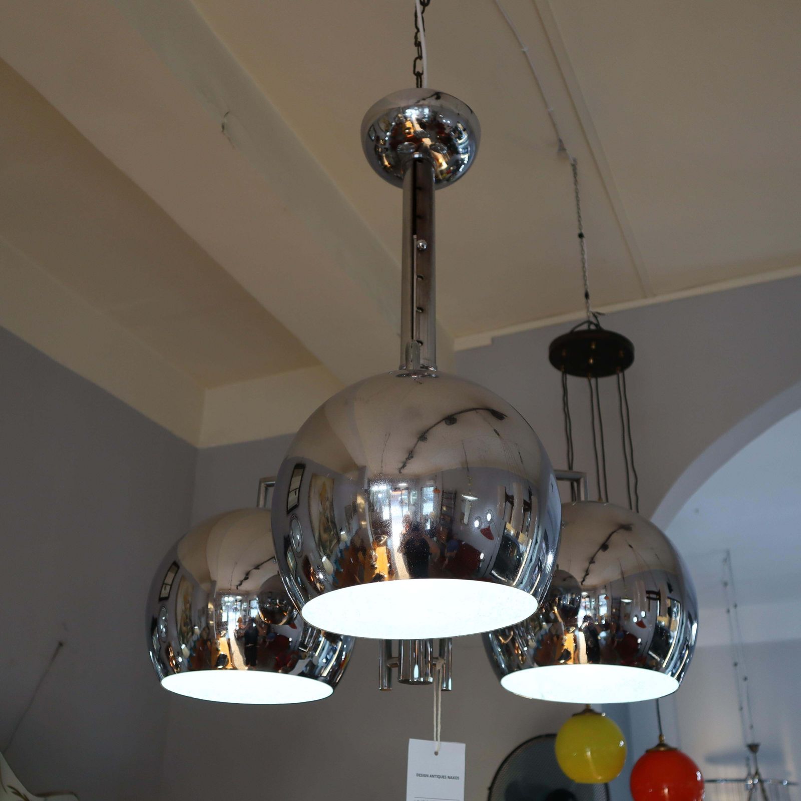Mid Century Modern Chromed Sphere Chandelier Goffredo Reggiani, Italy, 1970s photo 763.0