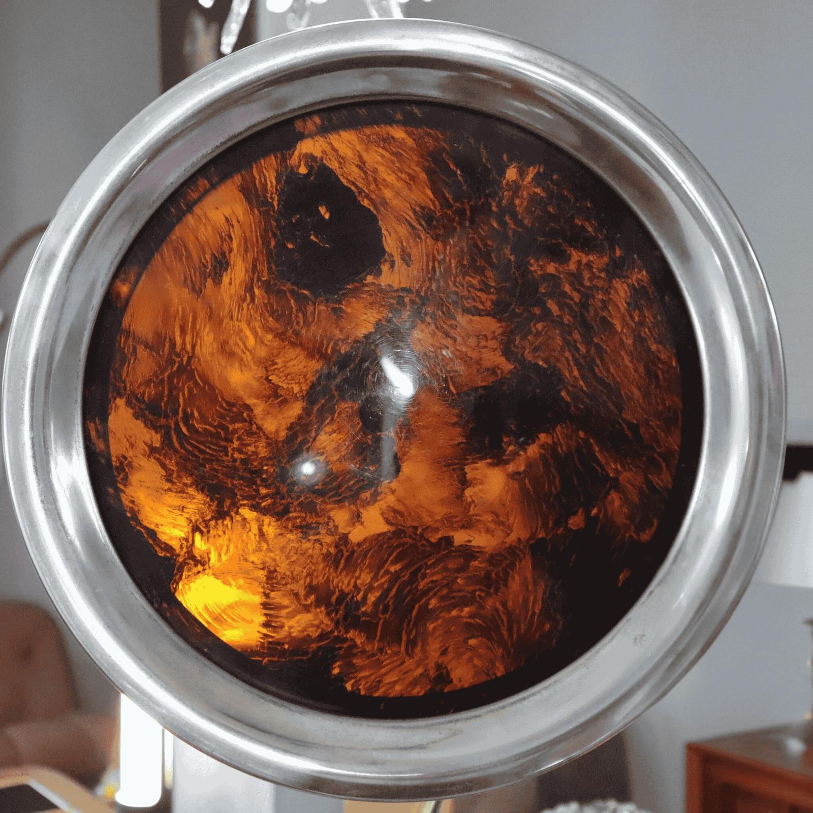 1970s Mid Century Modern Brass And Fake Tortoise Lucite Round Tray By Guzzini photo furniture