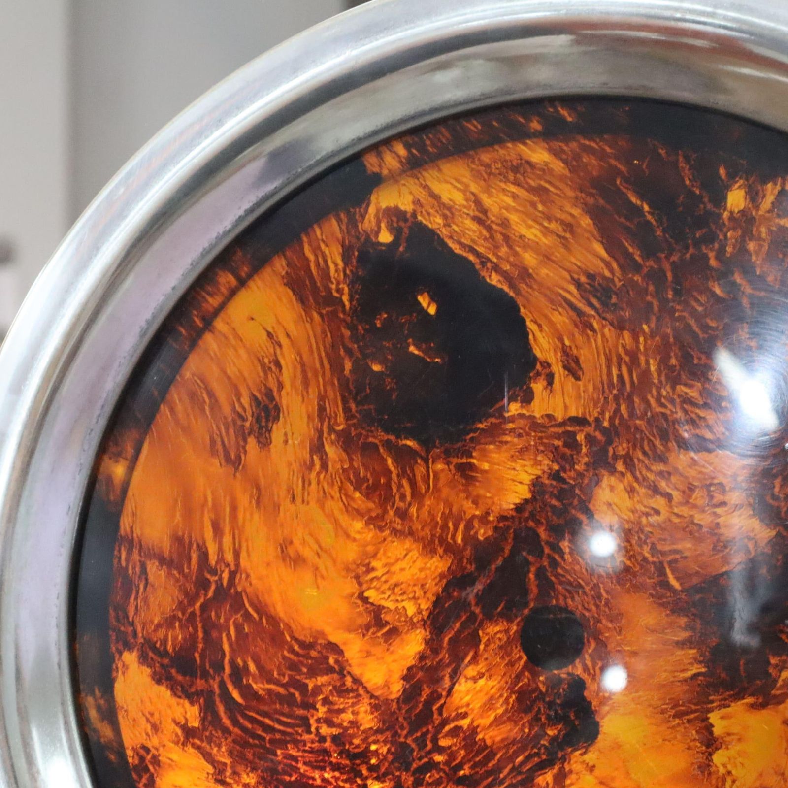 1970s Mid Century Modern Brass And Fake Tortoise Lucite Round Tray By Guzzini photo vinterior