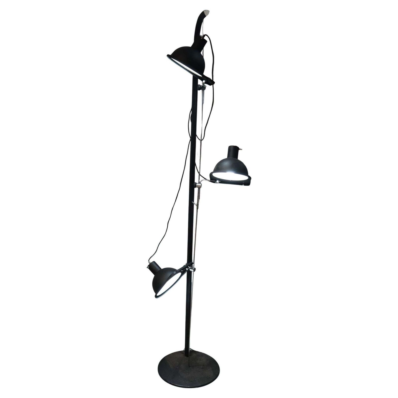 Satin Black Floor Lamp Model 475 By Luci Design Grignani, Italy, 1970s