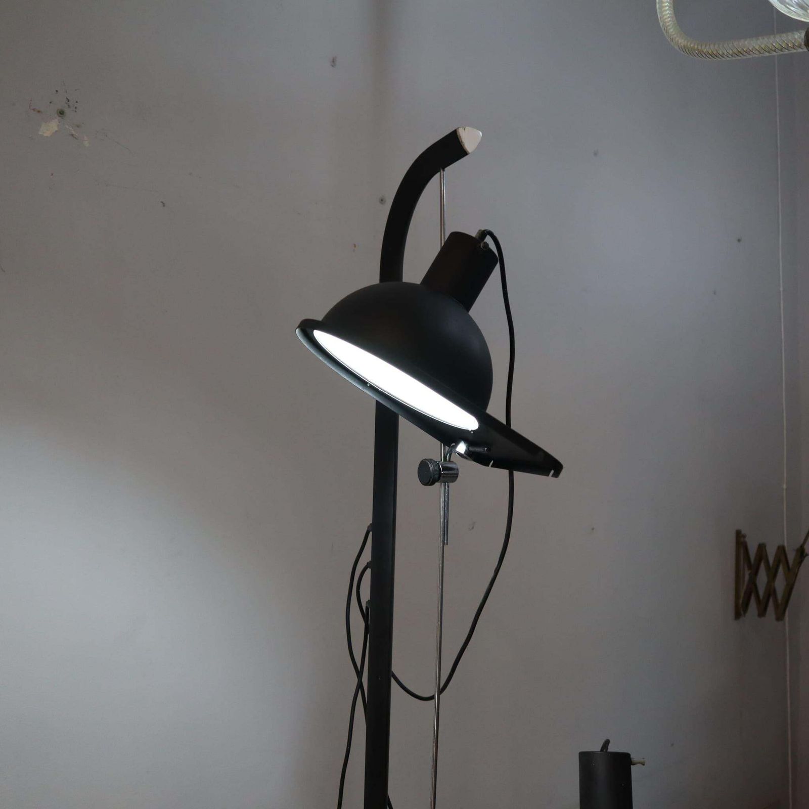 Satin Black Floor Lamp Model 475 By Luci Design Grignani, Italy, 1970s photo Lighting