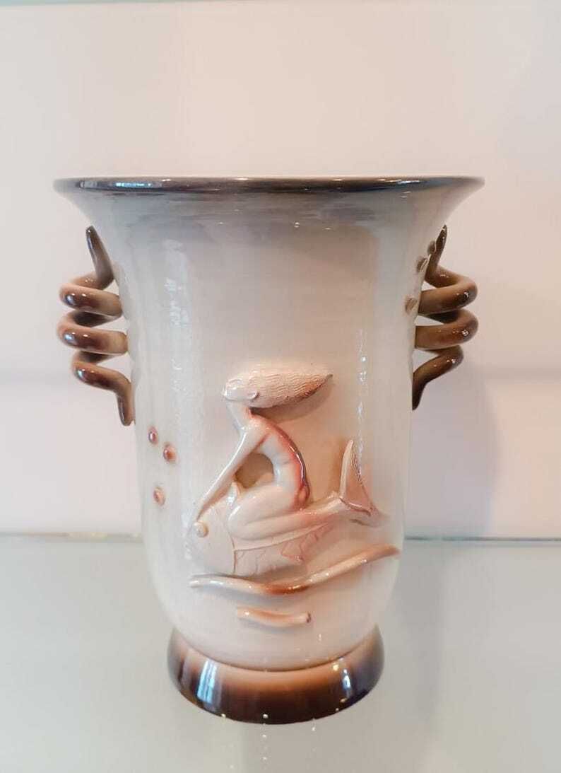 Tarcisio Tosin Art Deco Ceramic Vase 1932 Vintage Design La Freccia Vicenza