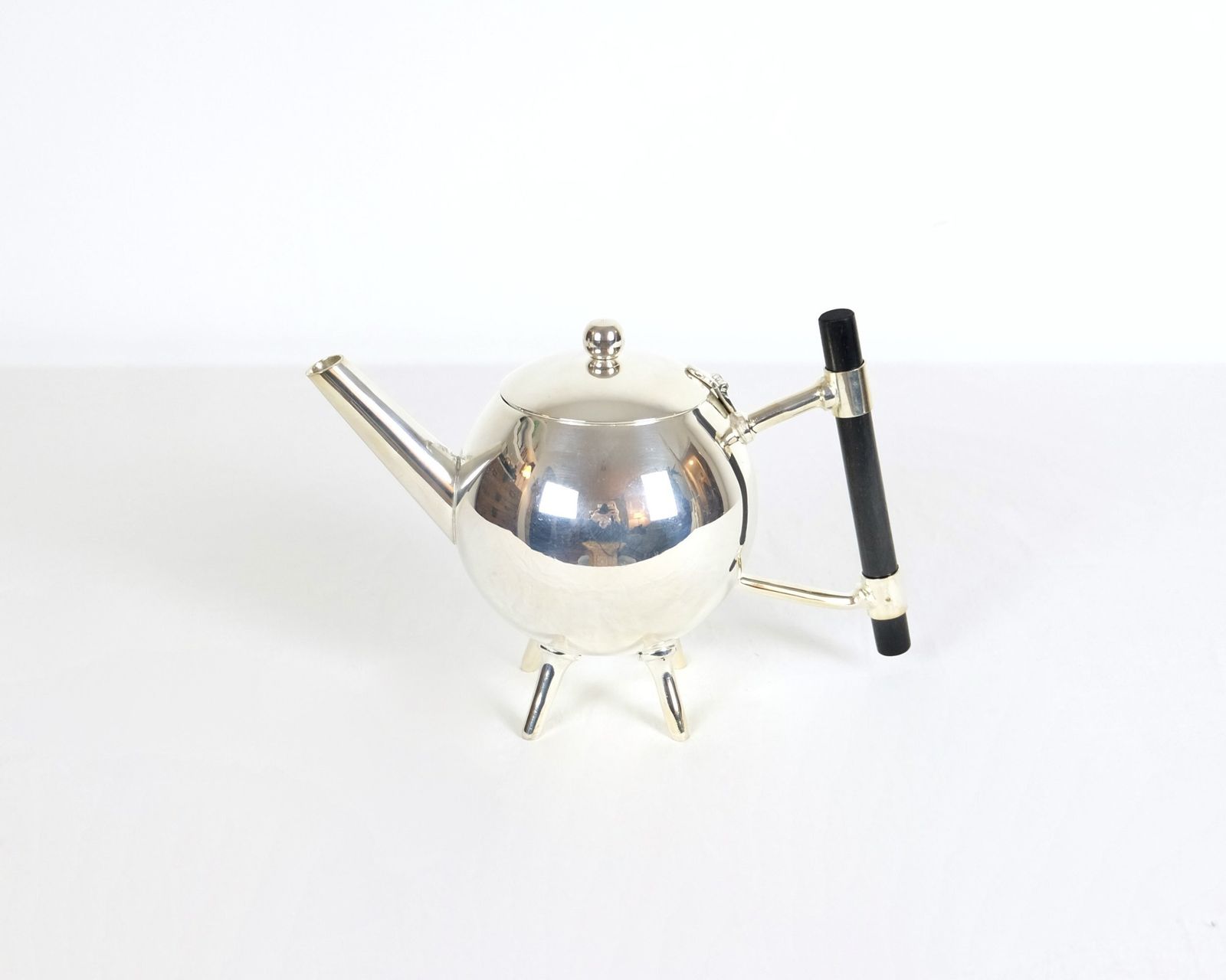 A Silver Art Deco Christopher Dresser Spherical Teapot photo for sale