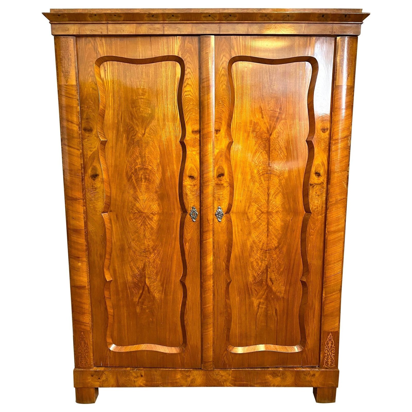 Biedermeier Ashwood Cabinet With Inlay Works   19th Century, Austria, Ca. 1840