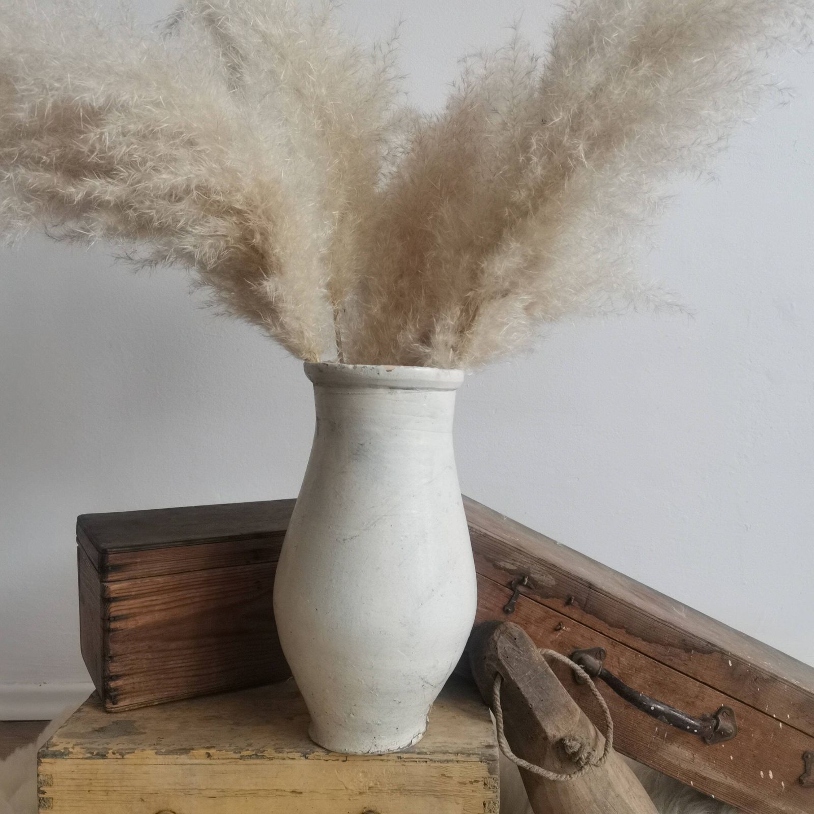 Rare Chippy White Earthenware Water Jug Rustic Charming Vase Or Vessel, Antique Terracotta From Hungary 1920s photo for sale