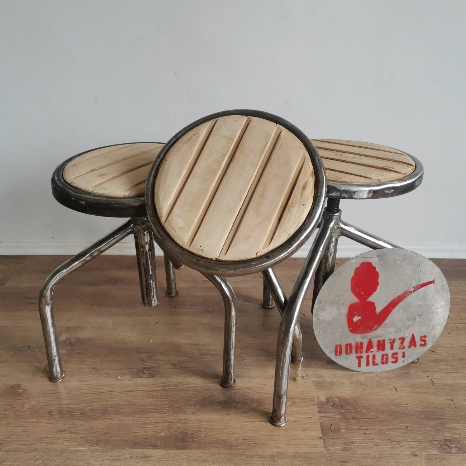 Heavy Steel Retro Work Seat Engineering Stool Factory Chair Vintage Bench Seat Machinists Swivel Adjustable Stool 1950s European Refurbished photo Furniture