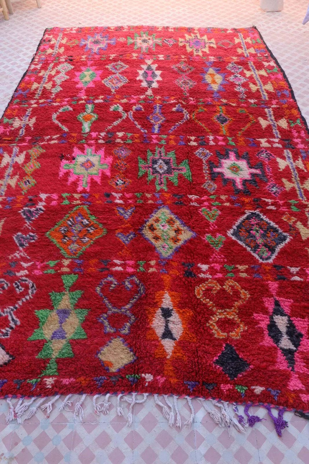 Tapis Berbère Boujaad Antique Rouge Multicolore   310 X 190 Cm photo vintage