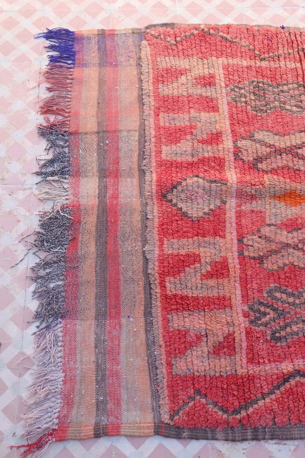 photo furniture Berber Carpet Azilal Terracotta Colorful Patterns   290 X 113 Cm