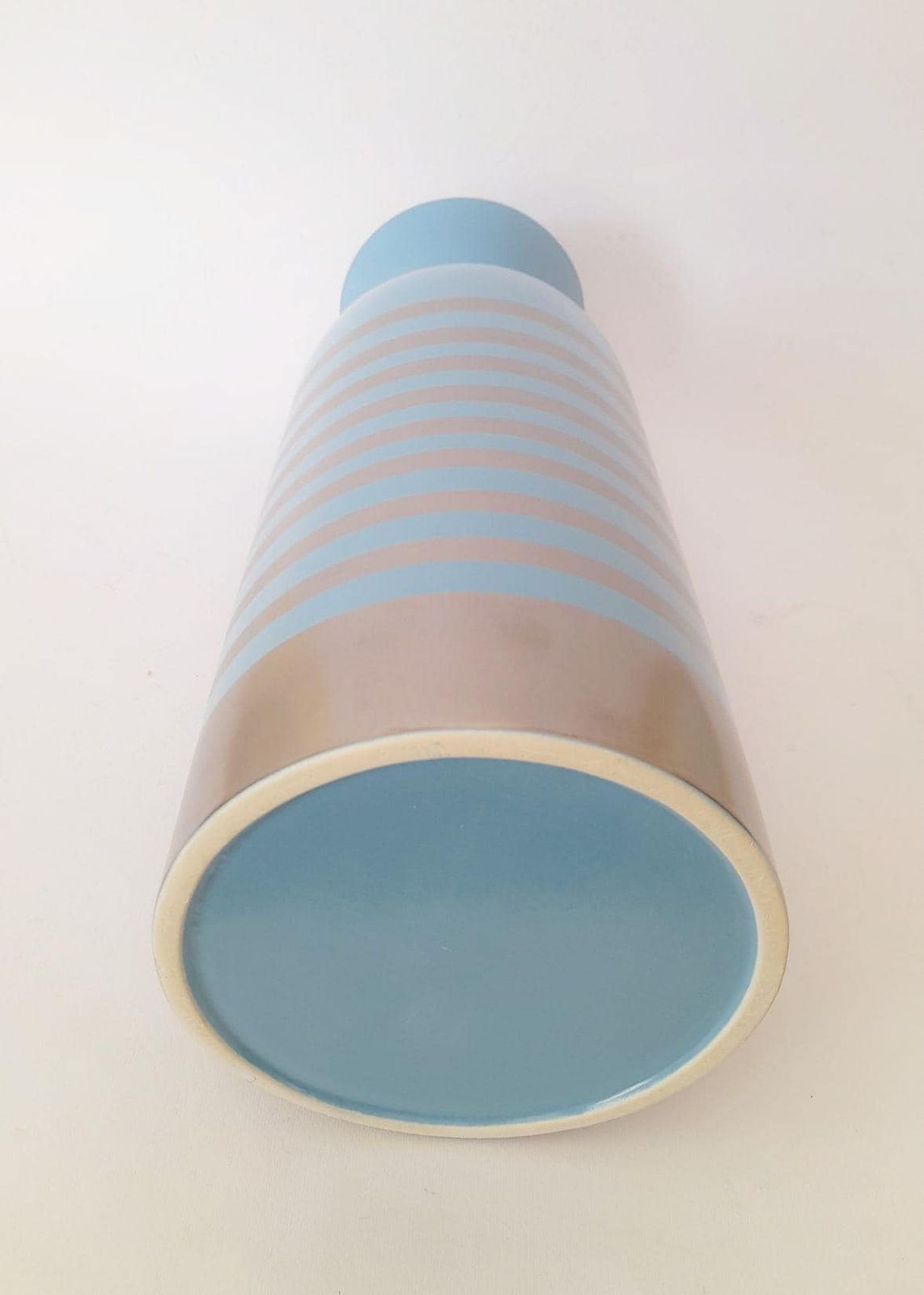 Xxl Ceramic Vase Totem Stripes Blue Silver Pop Art Design Memphis Era photo 176.0