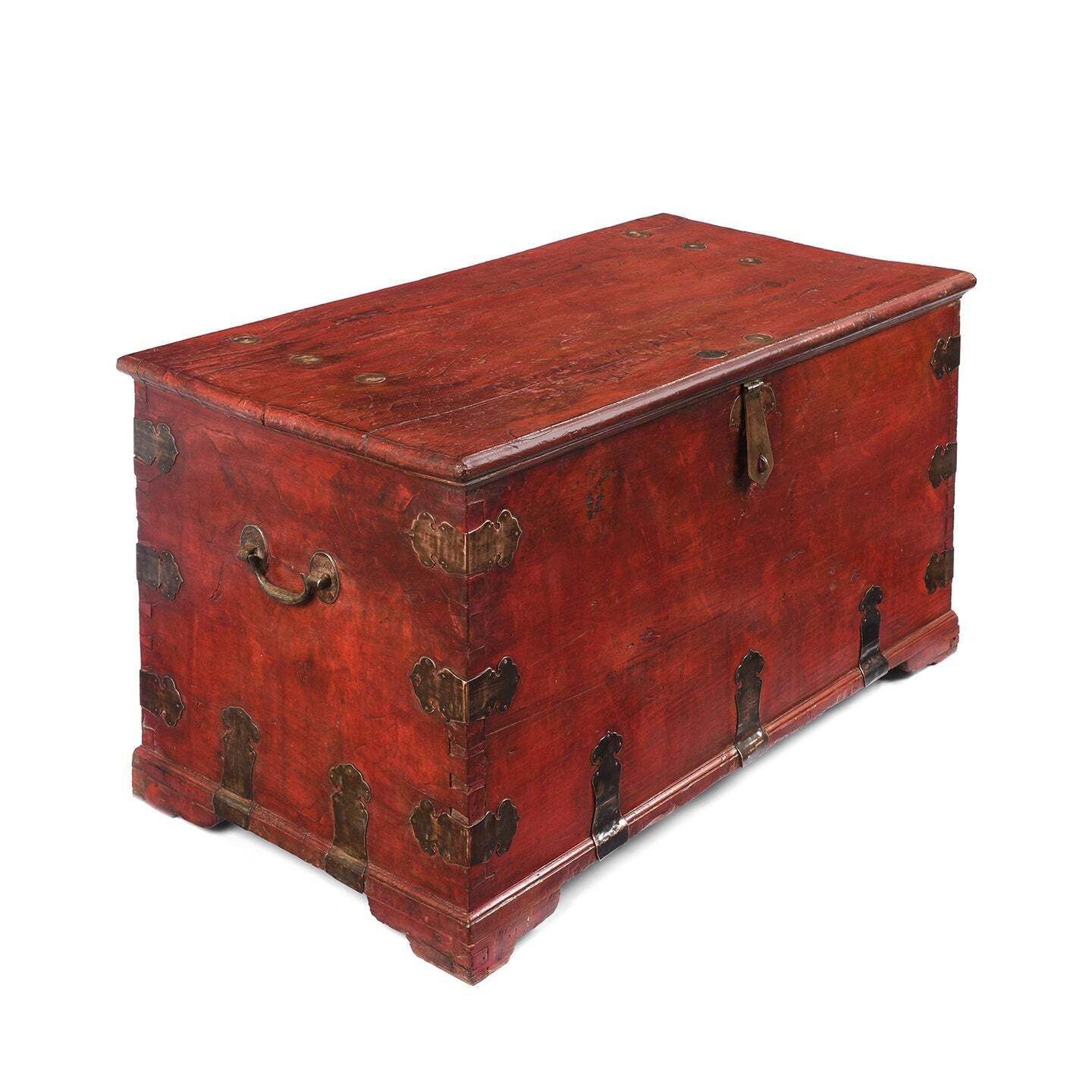 Antique Chinese Red Lacquer Camphor Chest, 18th Century photo for sale