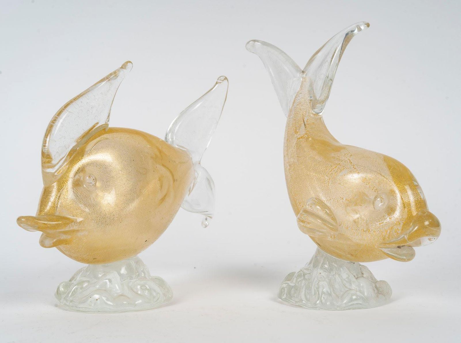 Pair Of Glass Sculptures Of A Fish, Murano, 20th Century. photo furniture
