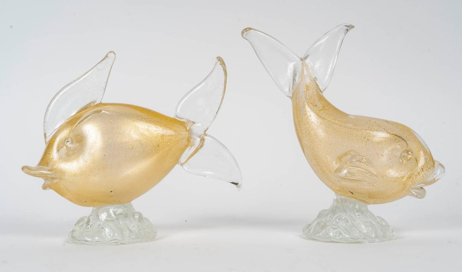 Pair Of Glass Sculptures Of A Fish, Murano, 20th Century. photo for sale