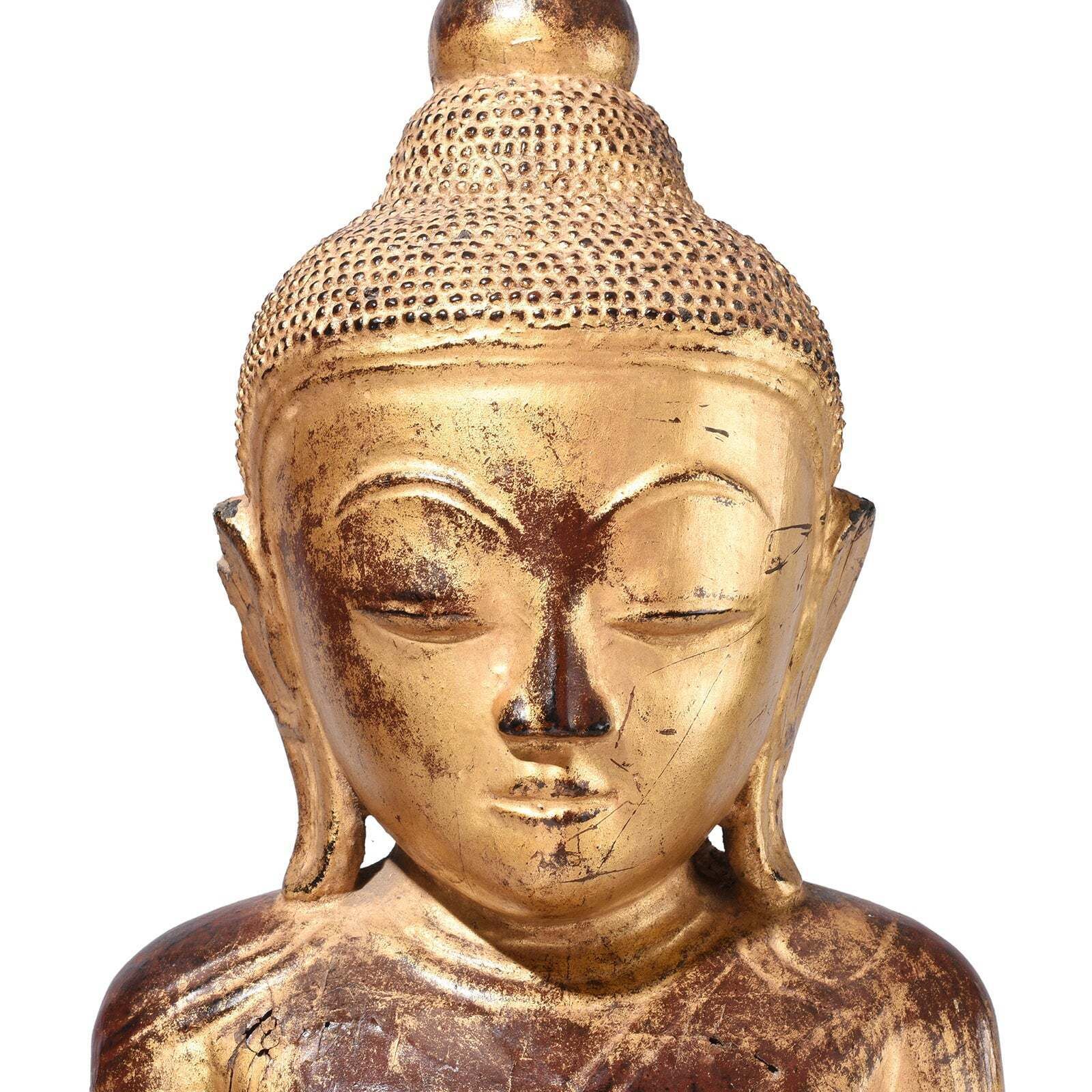 Antique Gilt Teak Burmese Shan Buddha, Early 19th Century photo furniture