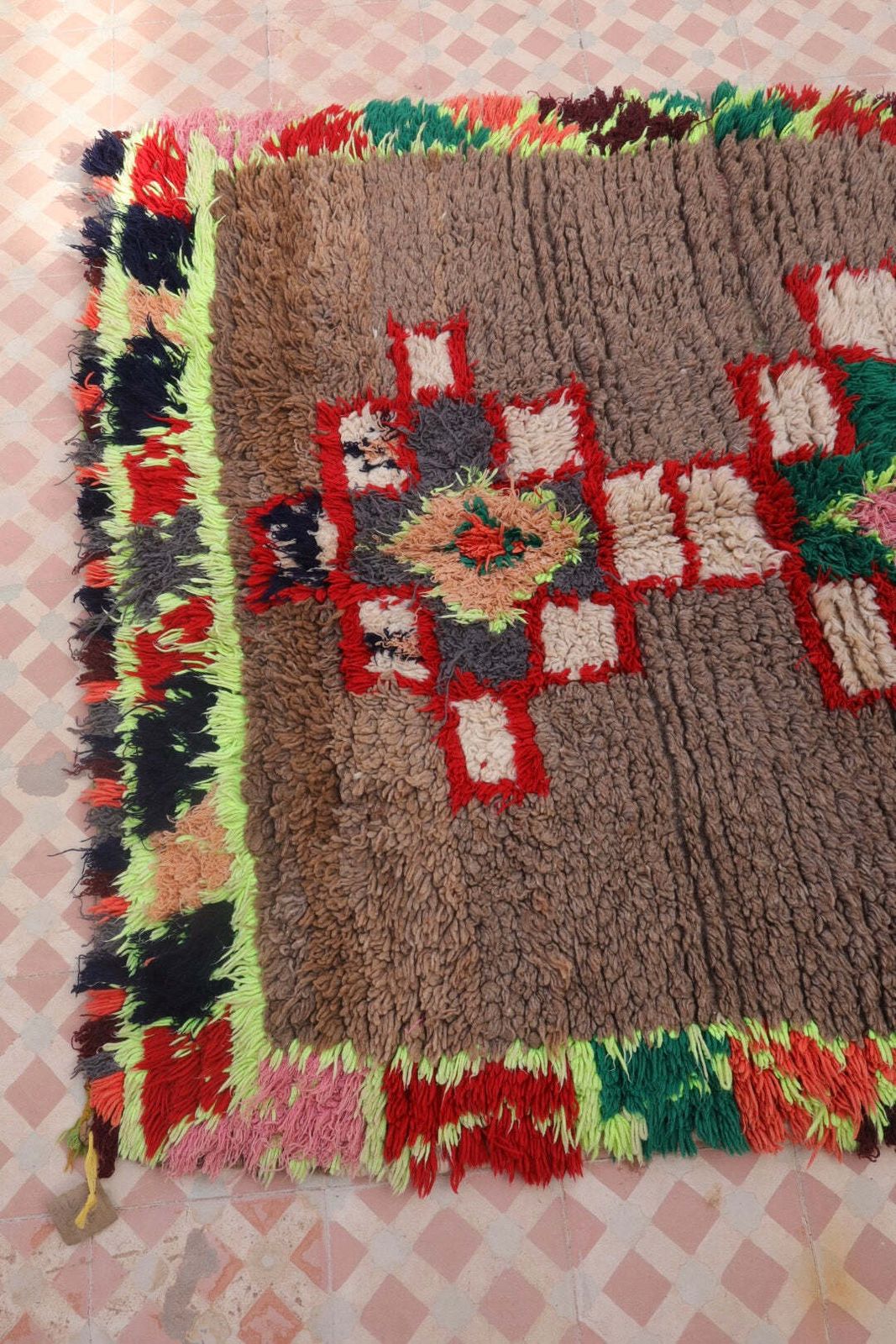 Azilal Berber Rug Brown Fluorescent Colorful Patterns   273 X 110 Cm photo buy