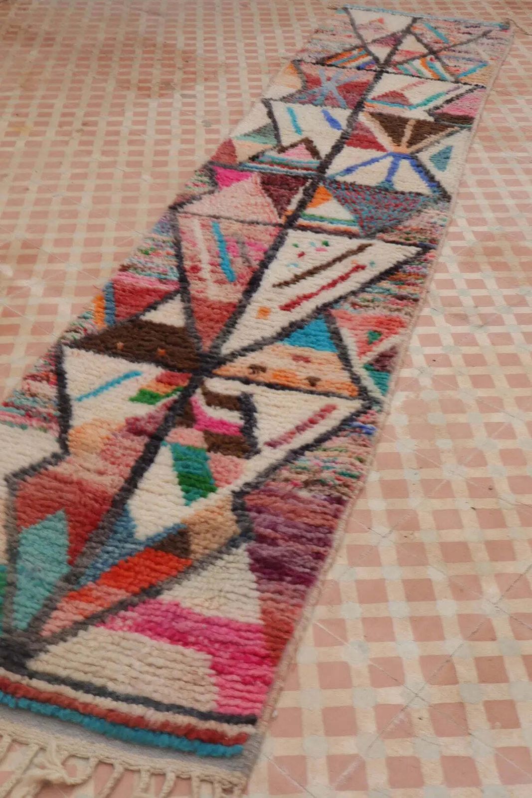 Textiles Berber Hallway Rug Boujaad Colorful Multicolor   320 X 68 Cm photo