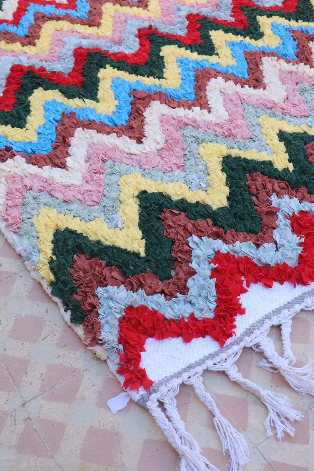 Textiles Colorful Berber Rug Boucherouite Multicolored Washable Cotton   148 X 105 Cm photo