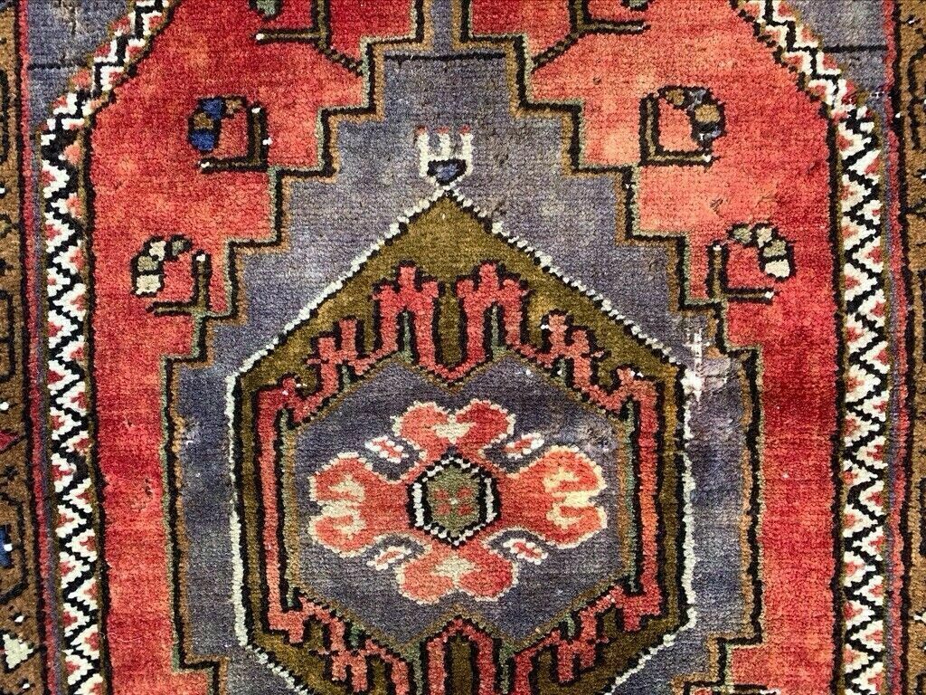 Small Vintage Turkish Rug 108x55 Cm, Short Runner, Tribal, Shabby, Mini Carpet photo 115.0