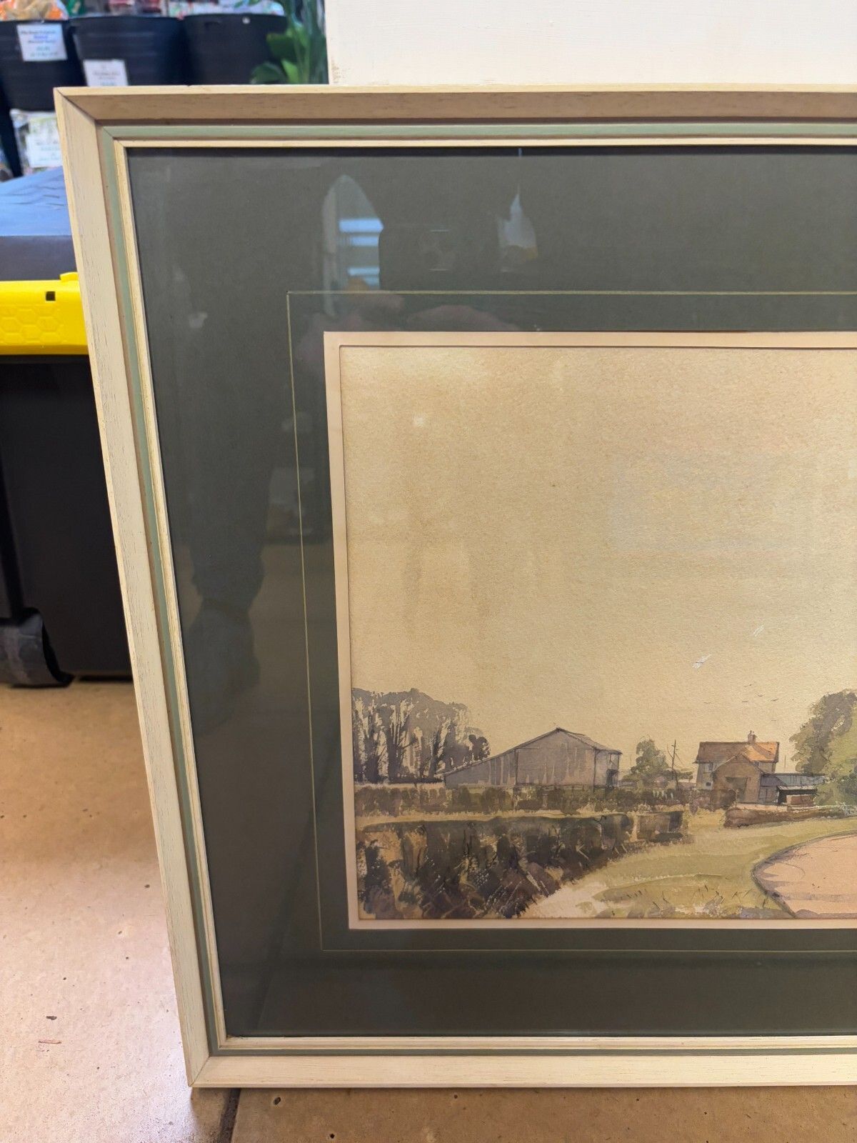 Original David Green Watercolour Painting North Bedfordshire Farm Nr Bushmead photo furniture