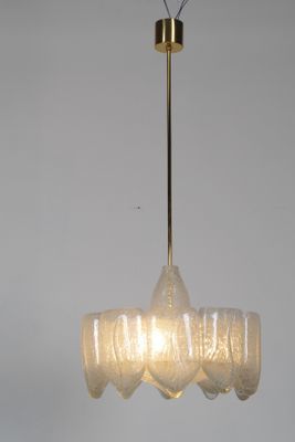 Mid Century Ice Glass Chandelier From Doria