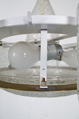 Mid Century Ice Glass Chandelier From Doria photo vintage