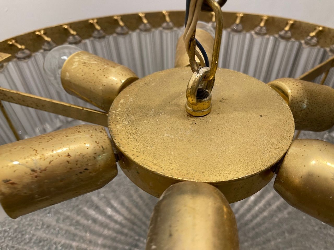 Large Murano Glass Trilobi Prism Chandelier 1970’s photo Lighting