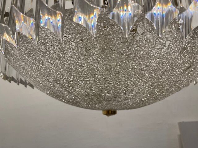 photo vintage Large Murano Glass Trilobi Prism Chandelier 1970’s