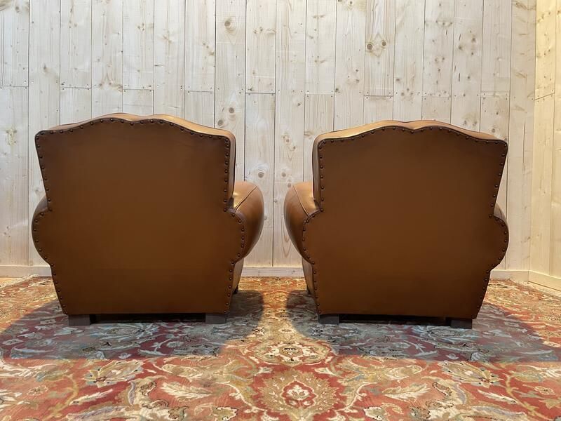 Paire De Fauteuils Club En Cuir Art Déco photo buy