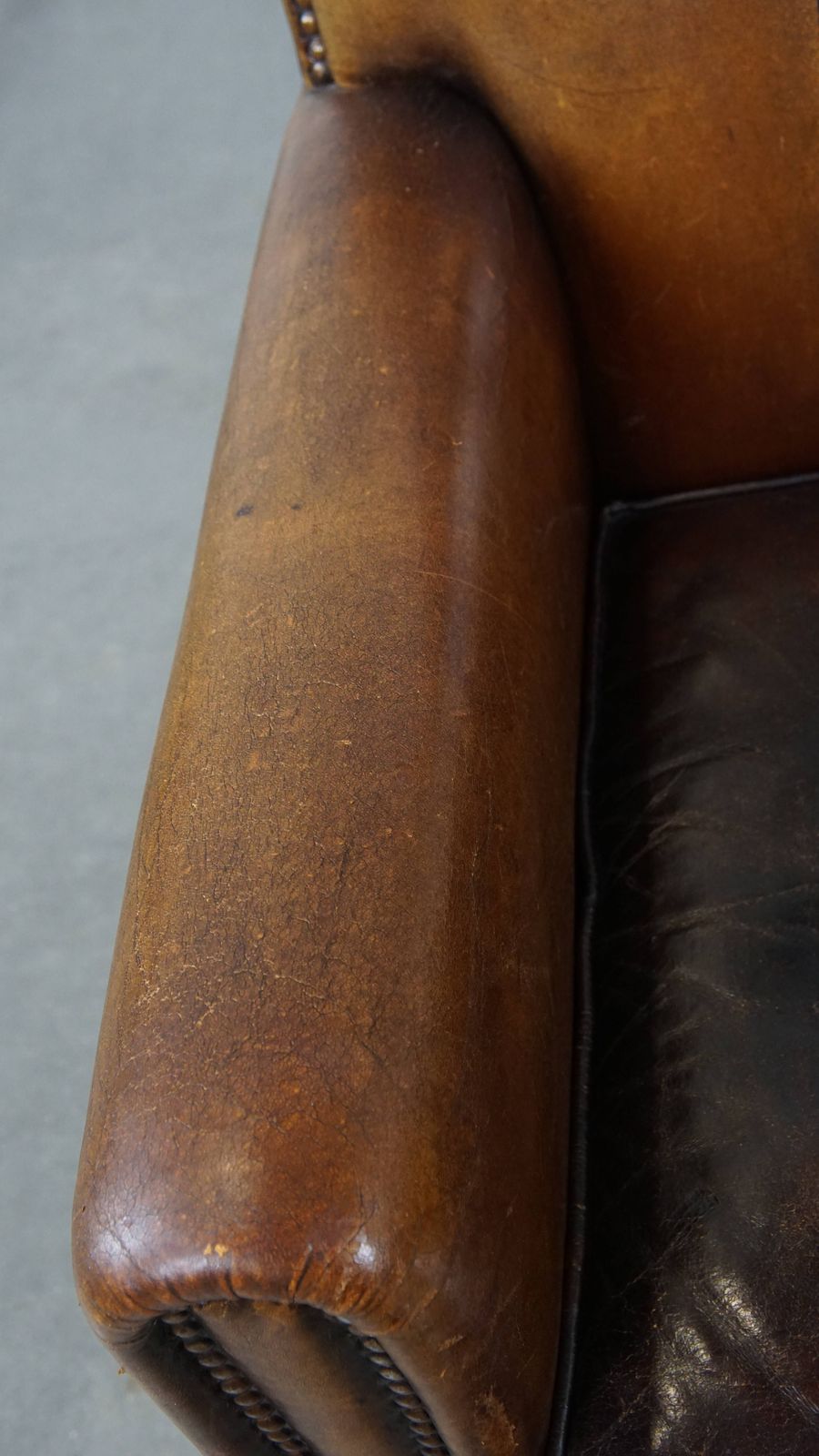 Charming And Characteristic Subtle Patinated Sheepskin Armchair With A Wonderful Patina photo buy