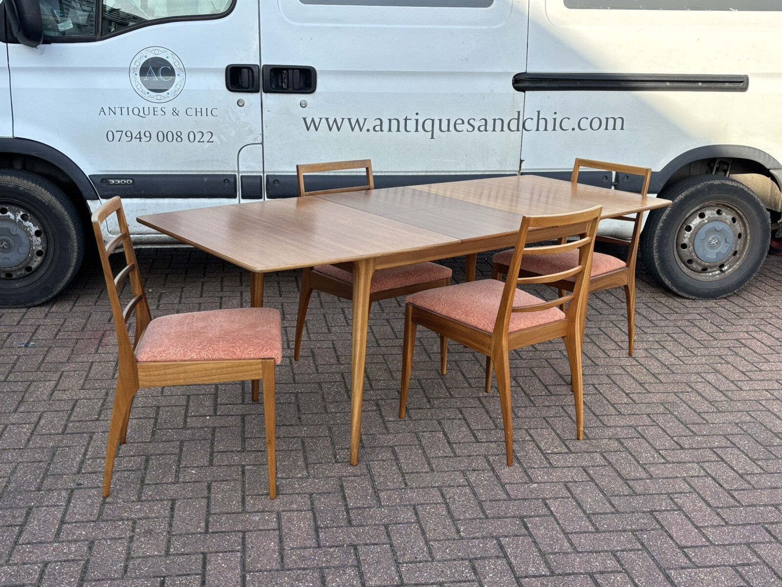 Mid Century McIntosh Teak Extending Dining Table & 4 Chairs photo Furniture