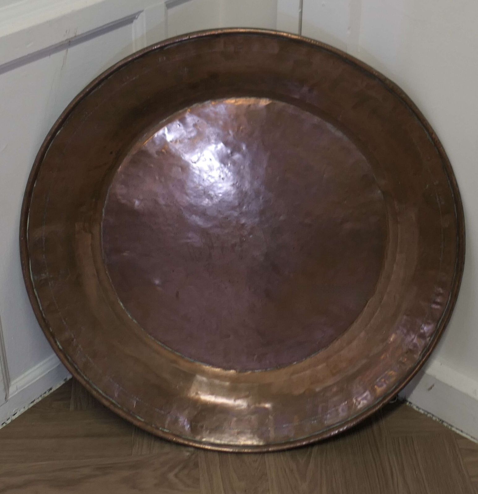 Huge 2.5 Ft Across Arts And Crafts Round Copper Wall Plate photo vinterior