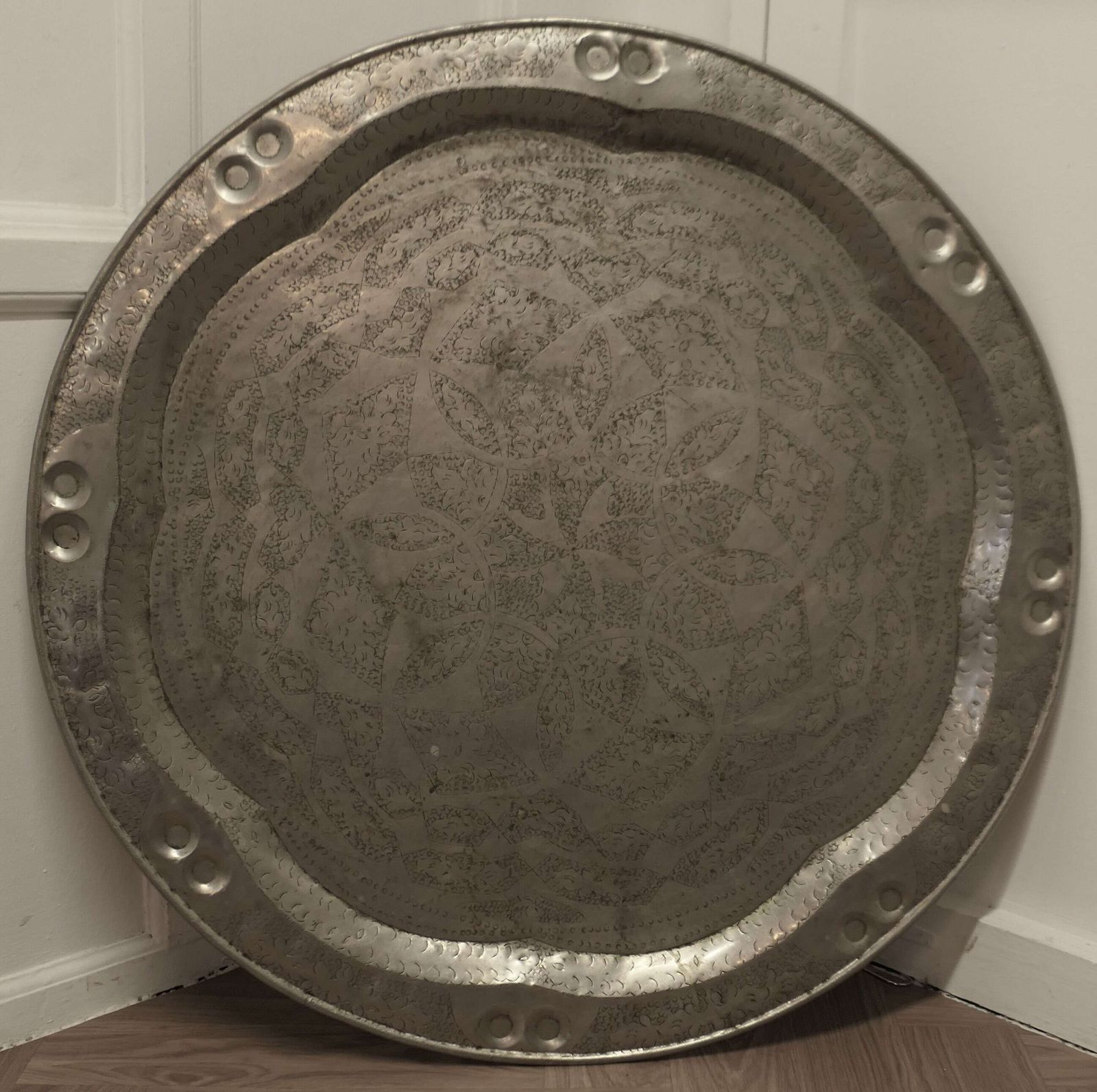Very Large Arts And Crafts Beaten Pewter Wall Plate photo furniture