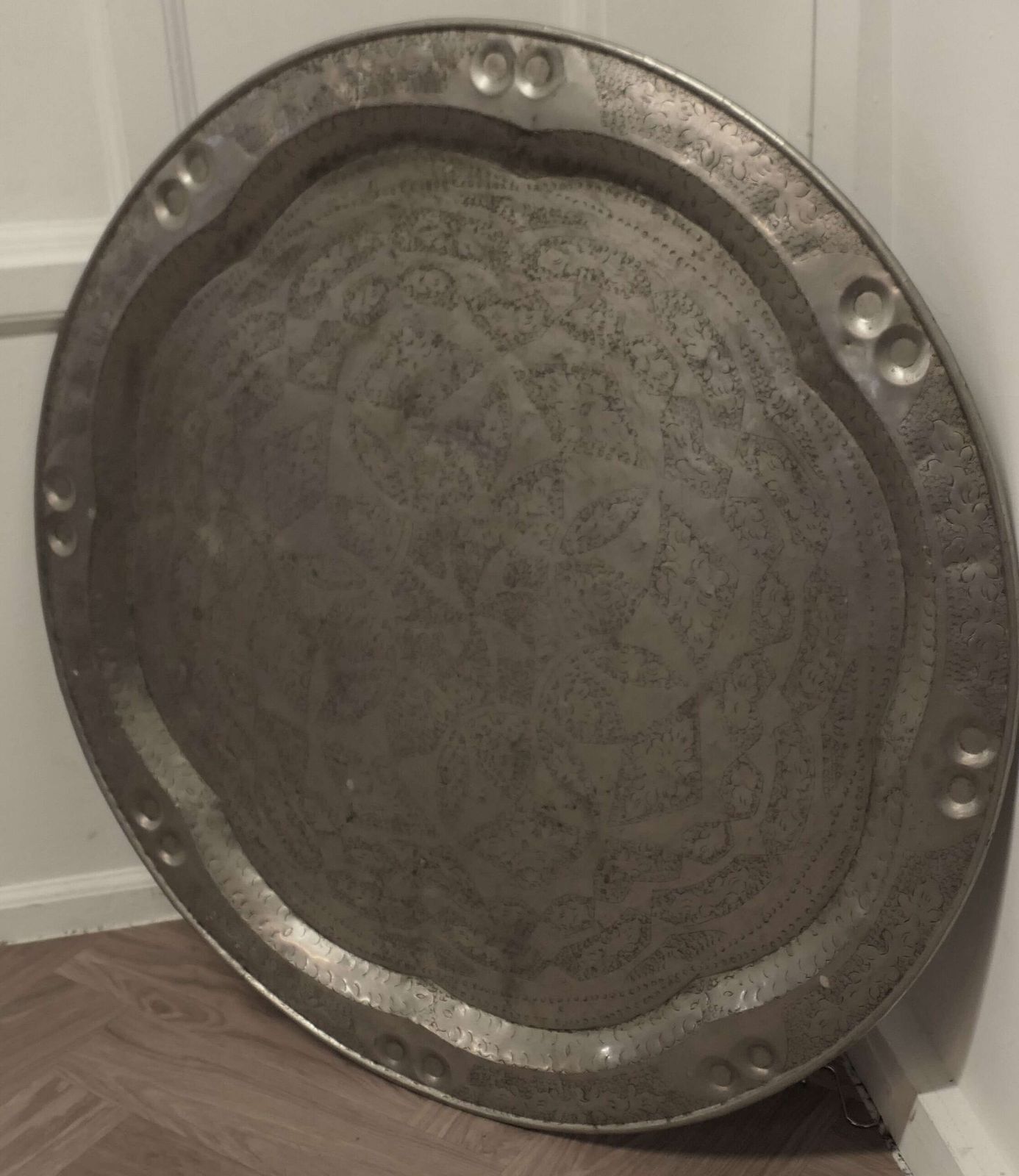 Very Large Arts And Crafts Beaten Pewter Wall Plate photo Art