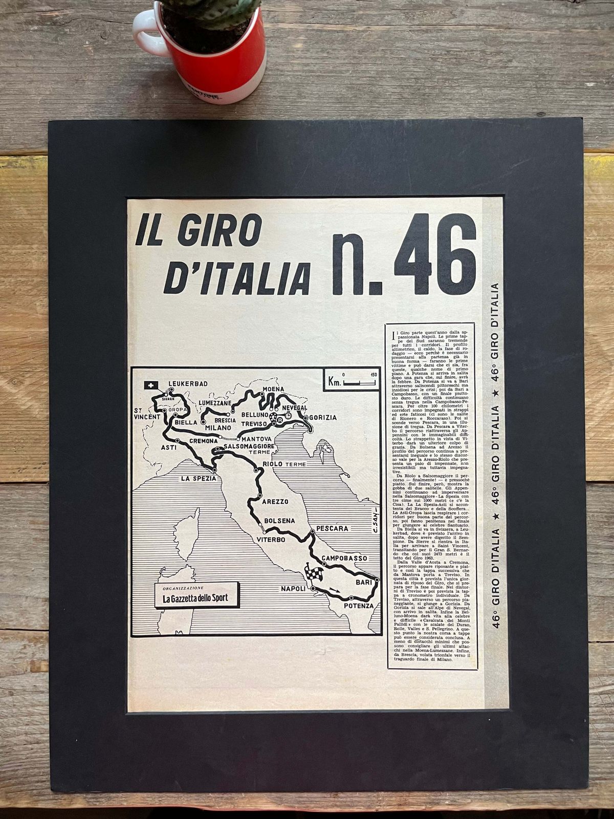 Giro D'italia Map 1963, 1960s, Vintage