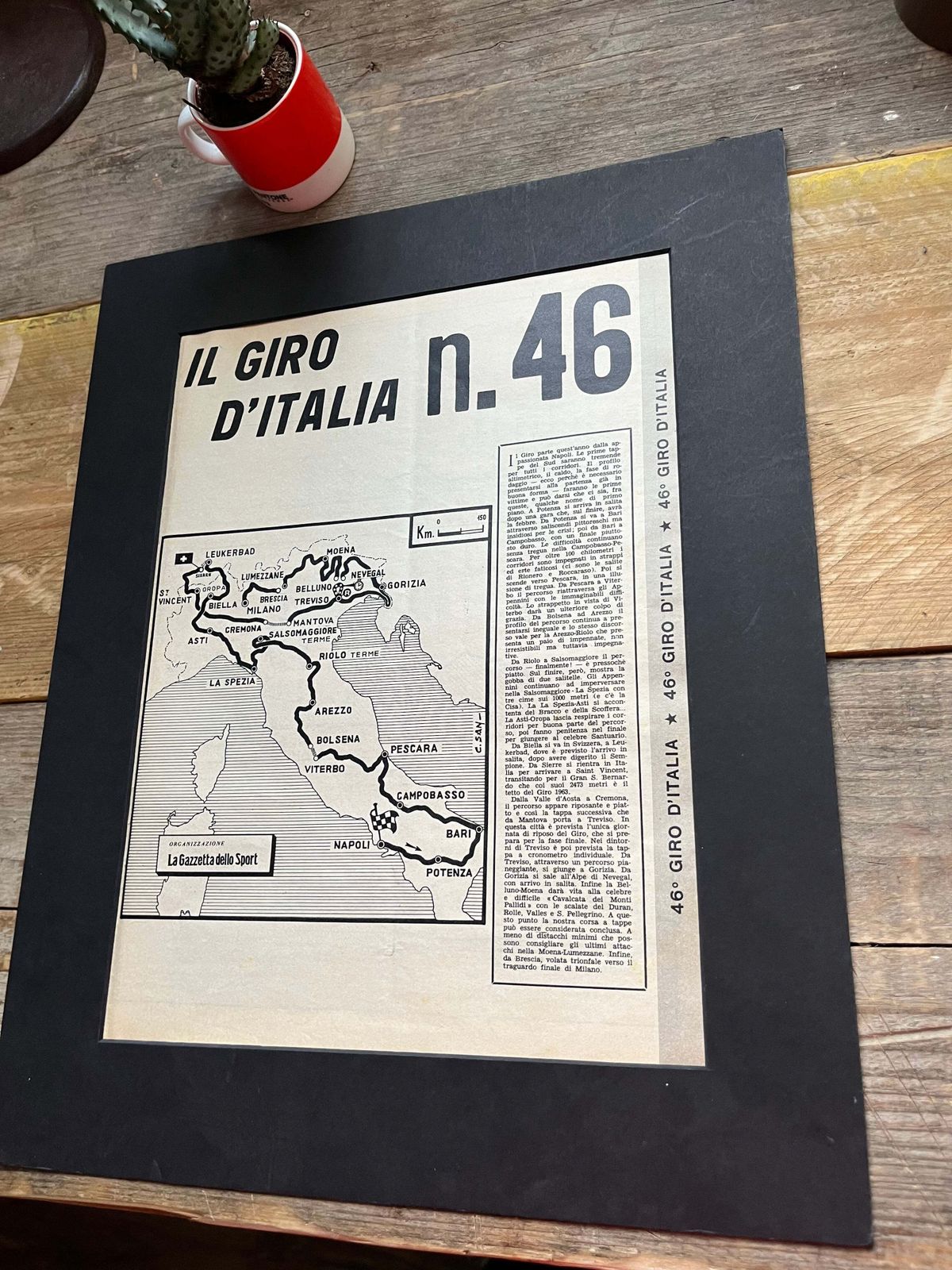 Giro D'italia Map 1963, 1960s, Vintage photo furniture