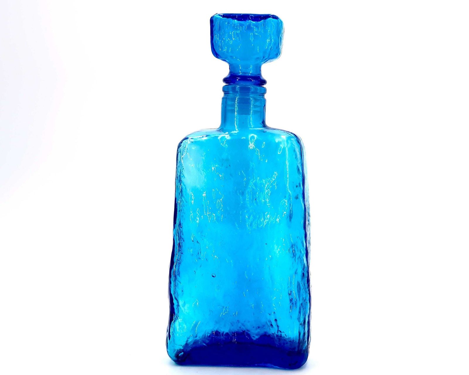 Italiaanse Empoli Blauwe Glazen Geniefles, Karaf, Ca. Jaren 1960 / Made In Italy, Ice photo furniture
