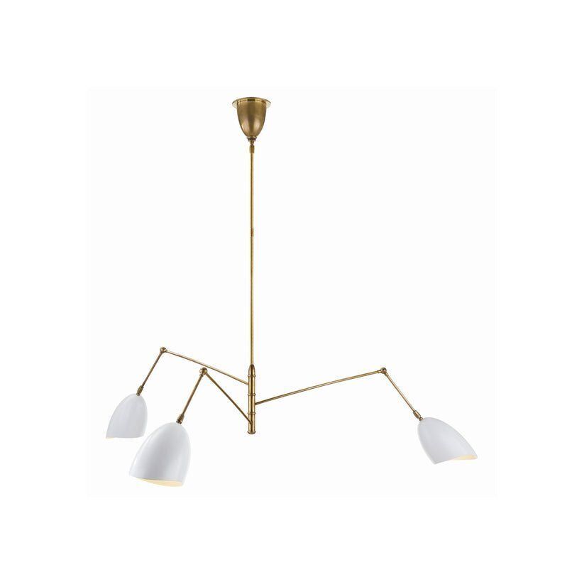 Visual Comfort Sommerard Triple Arm Chandelier In Hand Rubbed Antique Brass