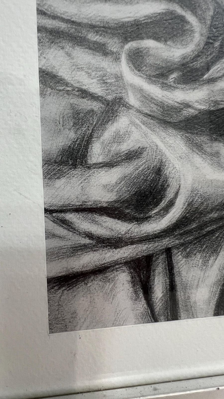 Contemporary Pencil Drawing Of Draped Fabric, Framed And Glazed photo Art