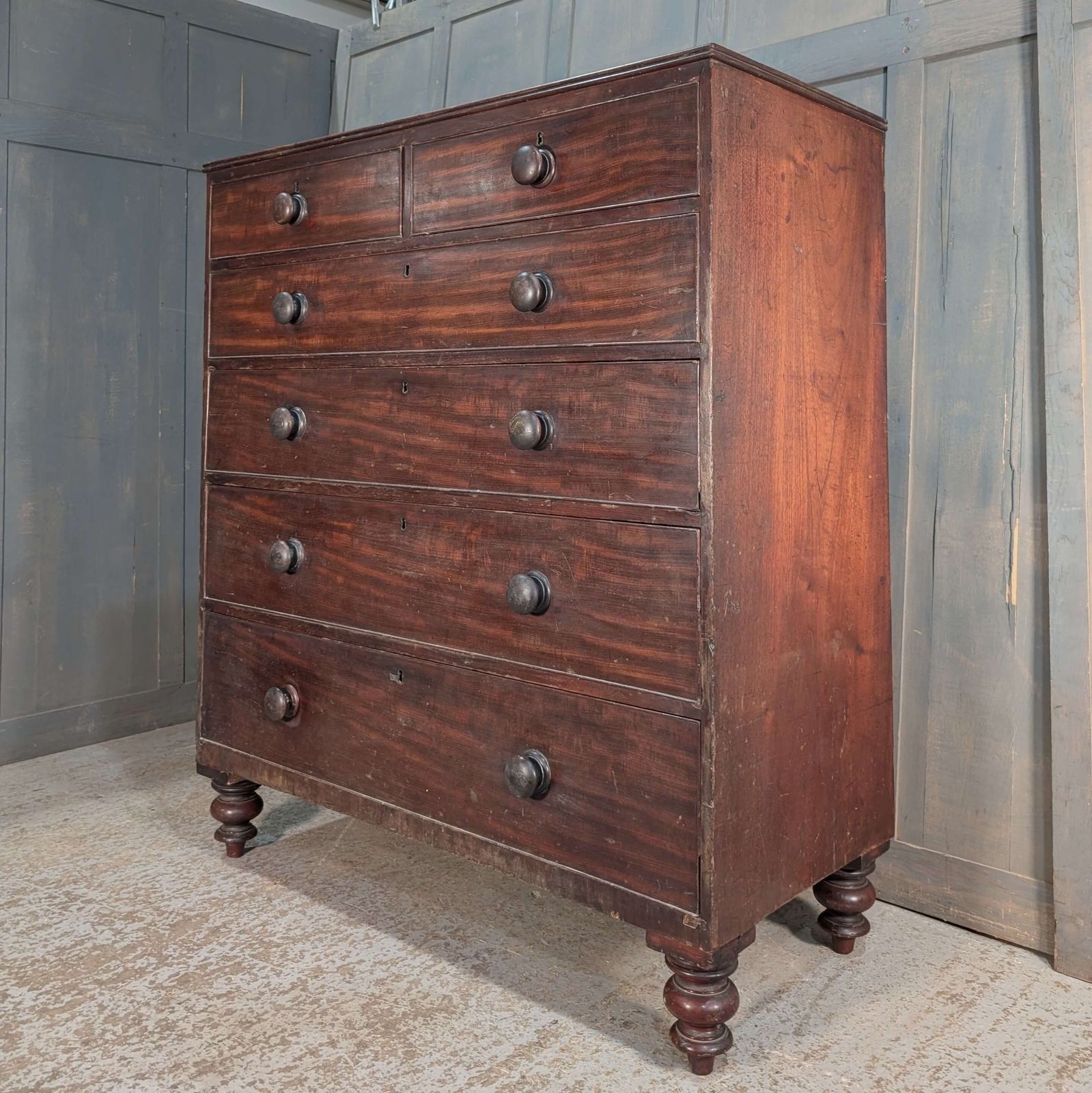 Extra Large Two Over Four Victorian Mahogany Chest Of Drawers